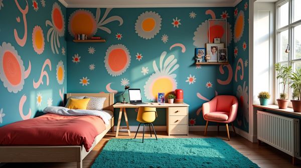 Rafraîchissez la chambre ado avec un papier peint audacieux